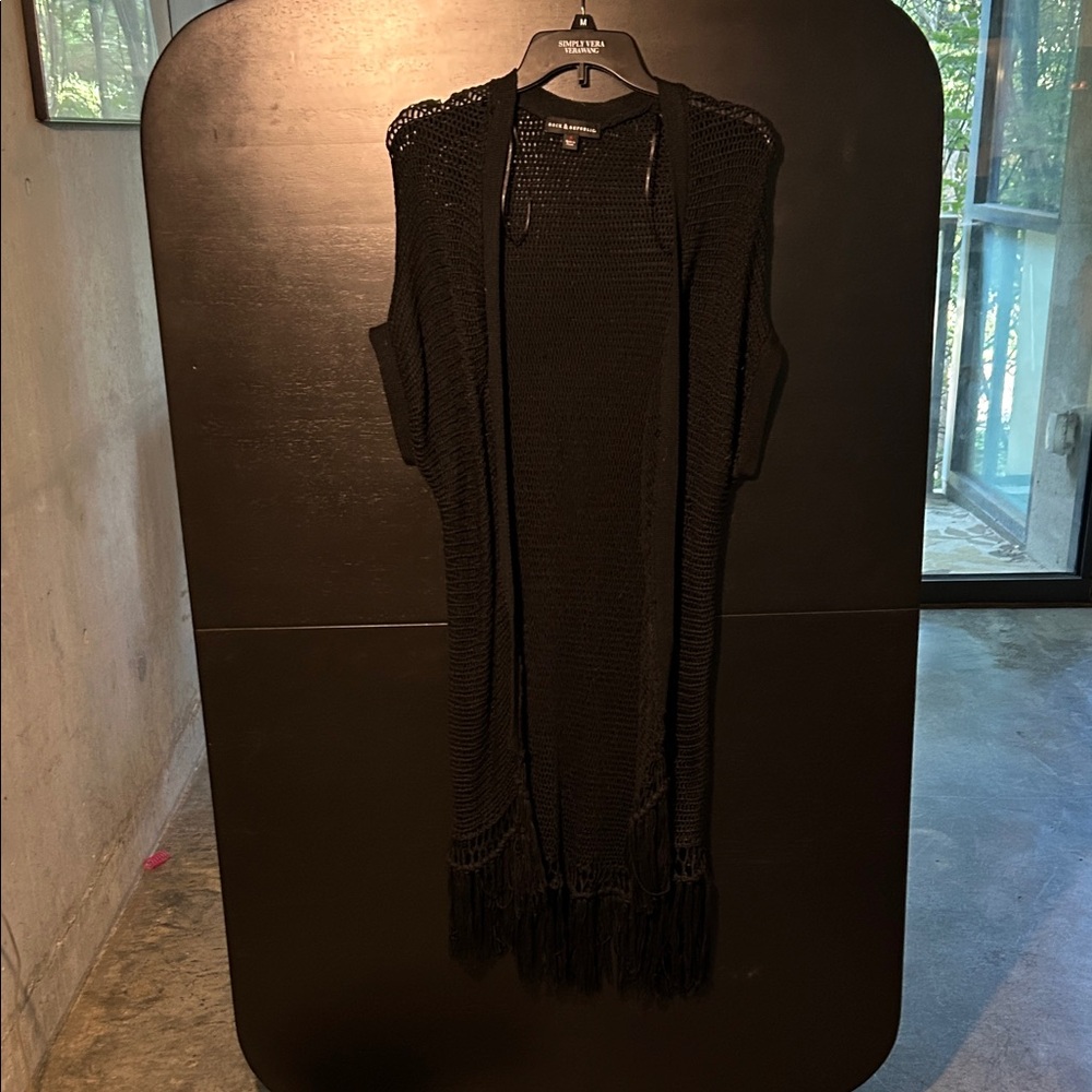 Rock & Republic Black Mesh Knit Vest